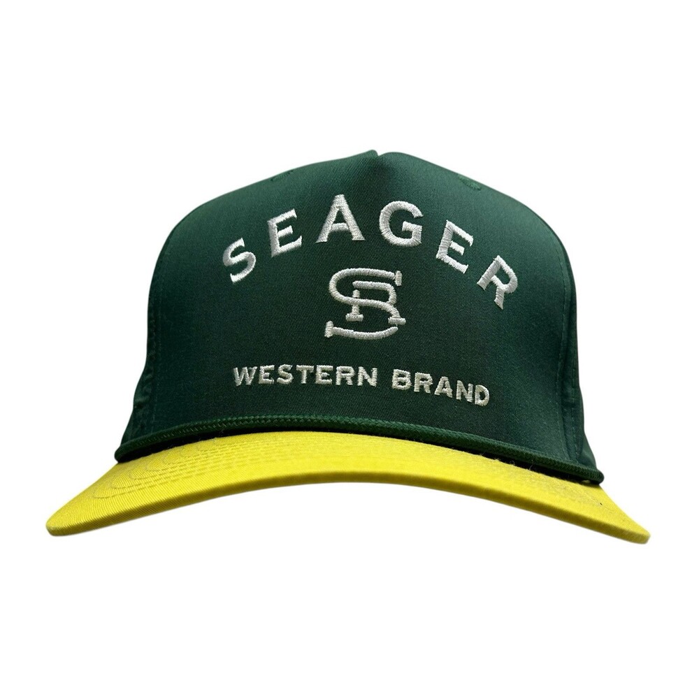 Seager Western Brand The Branded Snapback Rope Hat OSFM Green/Yellow/White